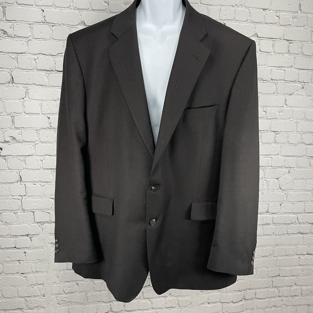 Alexandre London Brown 100% Wool 2 Button Vented Notch Blazer Sport Coat 48L